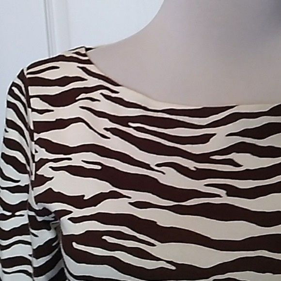 ANIMAL PRINT BOAT NECK 3/4 SLEEVE KNIT TOP SIZE P WOMENS P PETITE WOMENS P - Picture 5 of 7